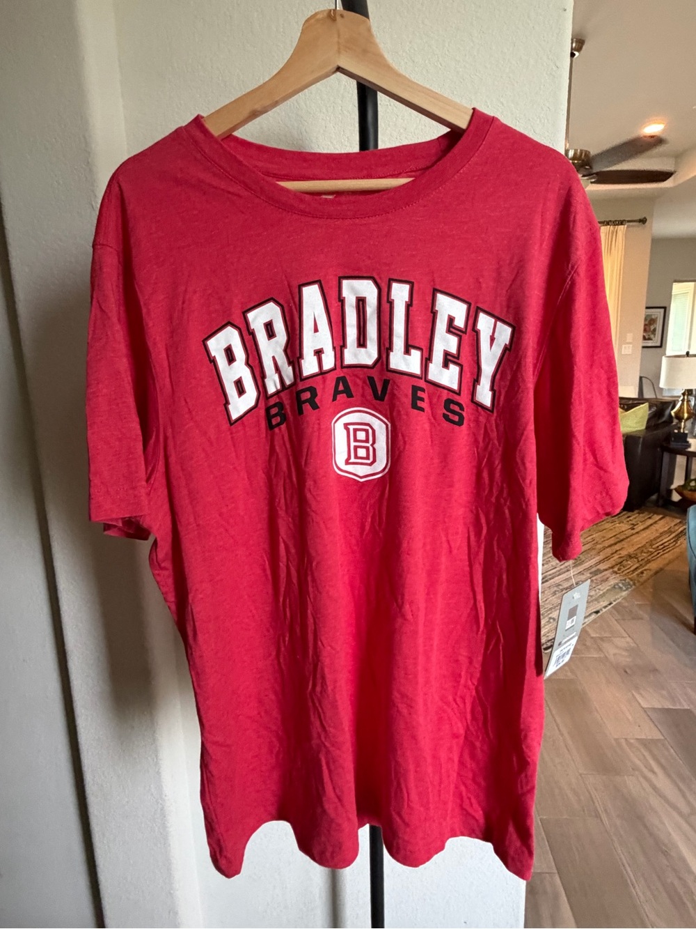 Colosseum Bradley Braves Mens Red Crewneck Graphic Tee XL